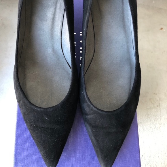 Black Suede Stuart Weitzman Kitten Heel - Picture 1 of 3